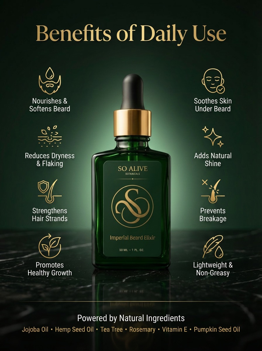 Imperial Beard Elixir daily-use benefits and natural ingredients