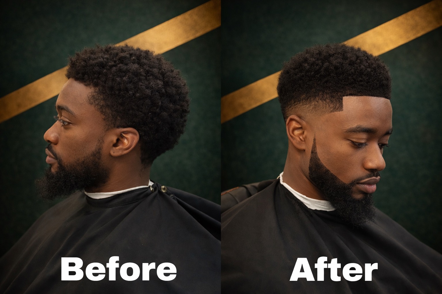 Before and after transformation at Big Luck Cut It